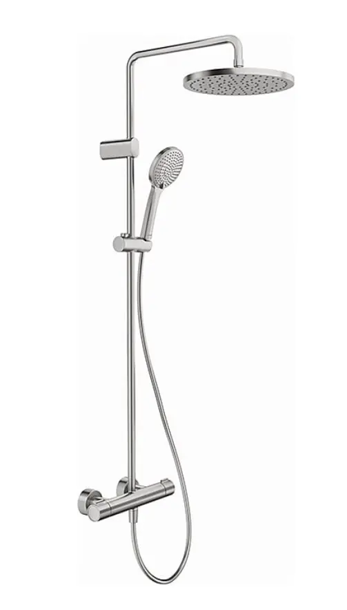 Duravit dušas komplekts - dušas komplekts ar termostatu, diametrs 25 cm, 3 strūklas veidi, matēts nerūsējošais tērauds TH4282008070