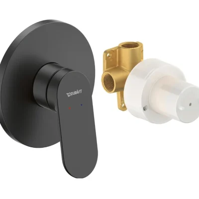 Duravit Wave - zemapmetuma dušas maisītājs, ar montāžas korpusu, matēti melns WA4210007046