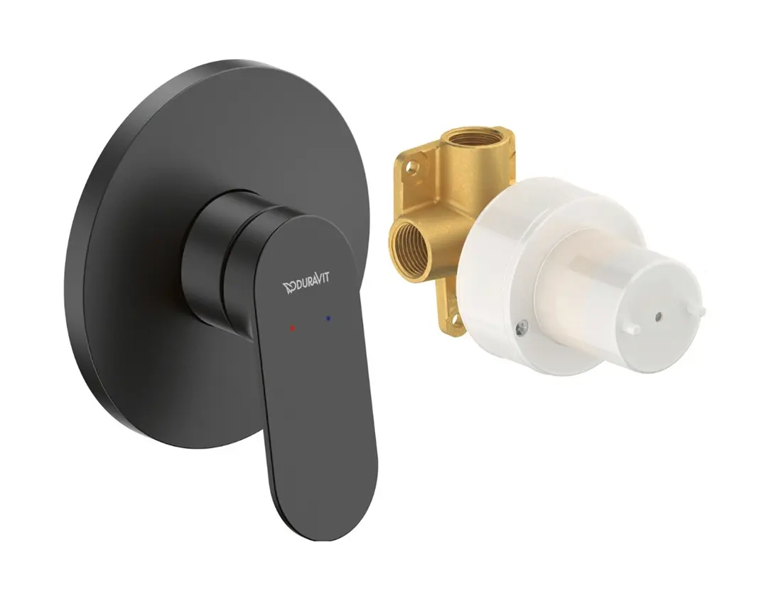 Duravit Wave - zemapmetuma dušas maisītājs, ar montāžas korpusu, matēti melns WA4210007046