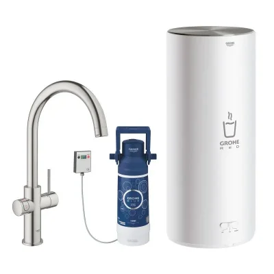 Grohe Red - virtuves izlietnes maisītājs Duo ar boileri un ūdens filtru, boilera izmērs L, SuperSteel 30079DC1
