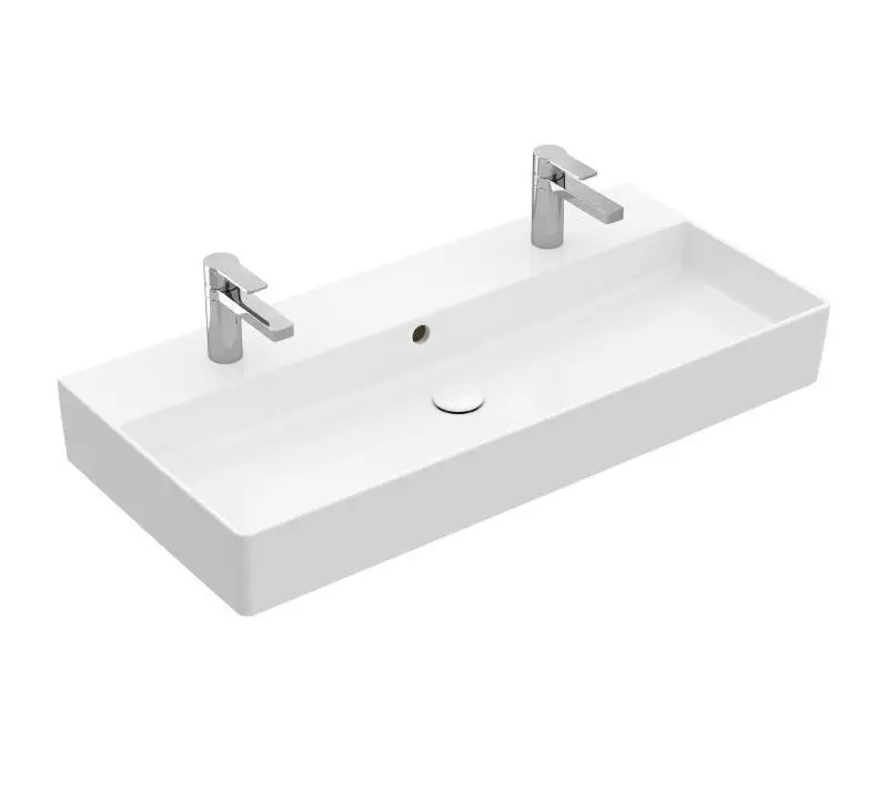 Villeroy & Boch Memento 2.0 - dubultā izlietne 100x47 cm, ar pārplūdi, 2 caurumiem jaucējkrānam, CeramicPlus, Alpu balts 4A22A4R1