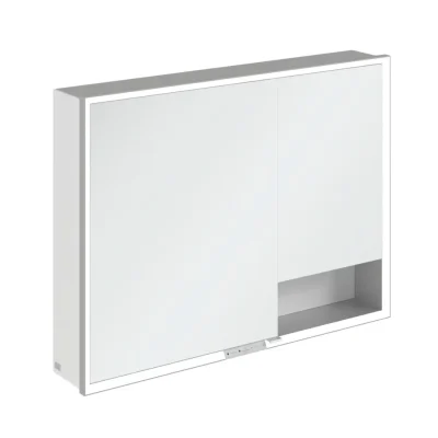 Villeroy & Boch My View+ - spoguļskapis ar LED apgaismojumu 100x75x17 cm, 2 durvis, balts/pelēks A48110VE