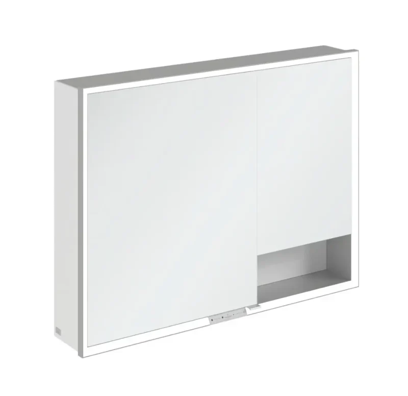 Villeroy & Boch My View+ - spoguļskapis ar LED apgaismojumu 100x75x17 cm, 2 durvis, balts/pelēks A48110VE