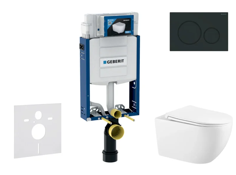 Geberit Kombifix - komplekts priekšsienas elements, Gaia-WC ar SoftClose sēdekli un Sigma20 vadības plati, matēti melns/melns SANI15CA5118