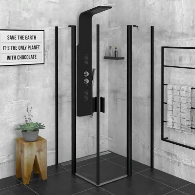 Polysan Zoom Line - dušas kabīne Black 90x90 cm, matēti melns/caurspīdīgs stikls ZL5415B