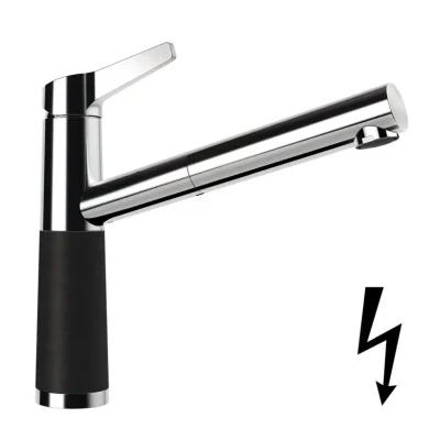 SCHOCK SC-510 - virtuves izlietnes maisītājs ar izvelkamu izteku, Onyx/hroms 554123GON