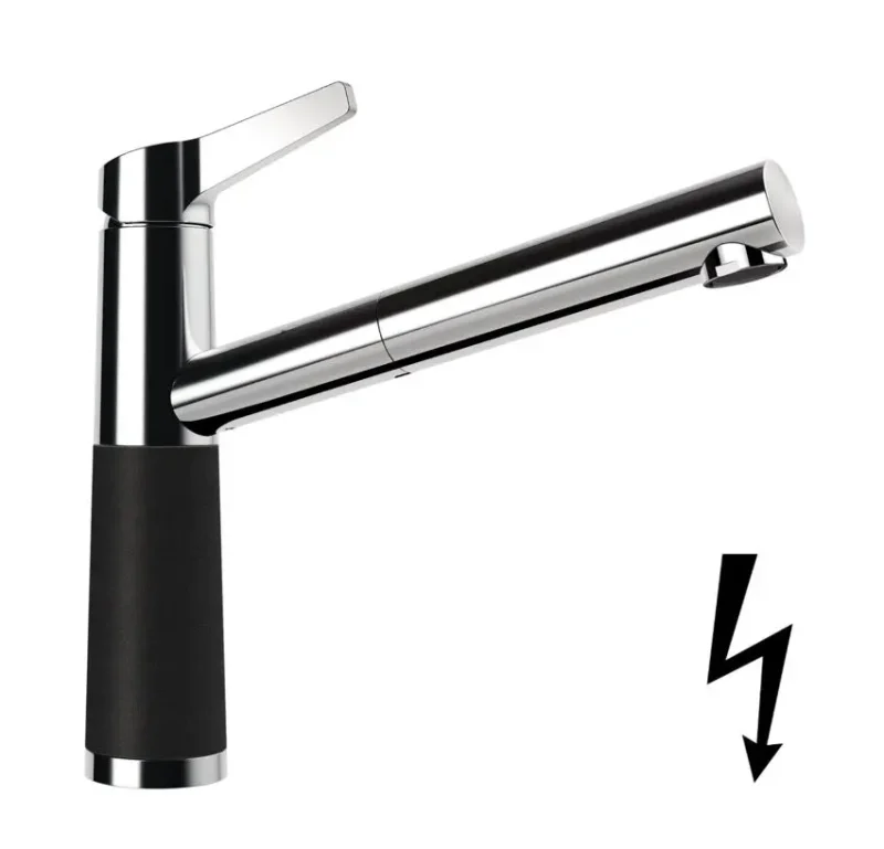 SCHOCK SC-510 - virtuves izlietnes maisītājs ar izvelkamu izteku, Onyx/hroms 554123GON