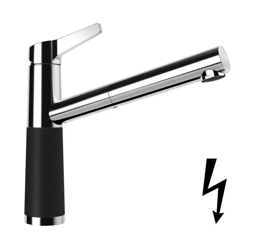 SCHOCK SC-510 - virtuves izlietnes maisītājs ar izvelkamu izteku, Onyx/hroms 554123GON