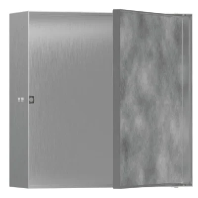 Hansgrohe XtraStoris Rock - sienas niša ar durvīm, 30x30x10 cm, birstēts nerūsējošais tērauds 56085800