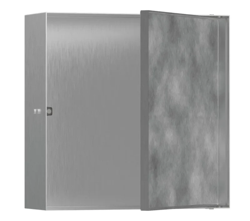 Hansgrohe XtraStoris Rock - sienas niša ar durvīm, 30x30x10 cm, birstēts nerūsējošais tērauds 56085800