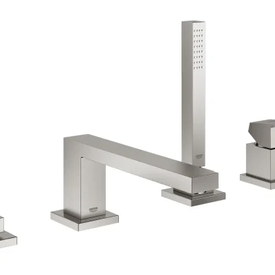 Grohe Eurocube - vannas maisītājs vannas malai, 4 caurumu montāža, Supersteel 19897DC1