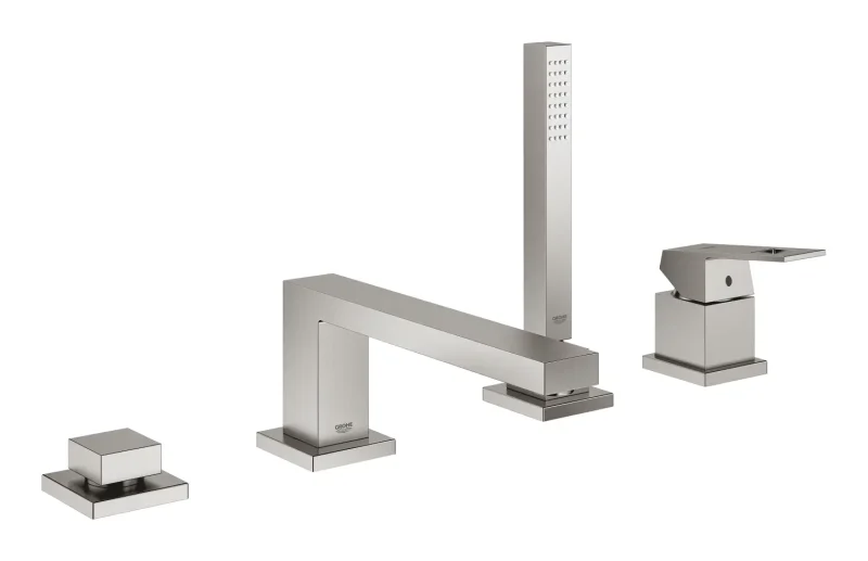 Grohe Eurocube - vannas maisītājs vannas malai, 4 caurumu montāža, Supersteel 19897DC1
