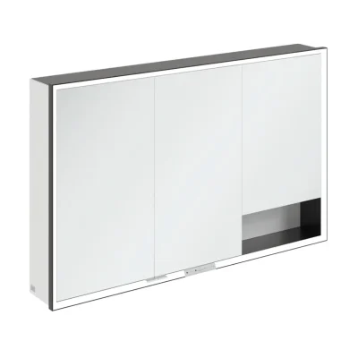 Villeroy & Boch My View+ - spoguļskapītis ar LED apgaismojumu 120x75x17 cm, 3 durvis, matēti melns/pelēks B48112VE