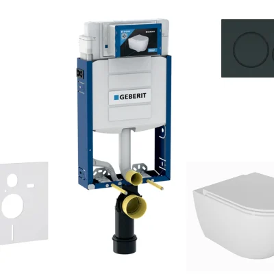 Geberit Kombifix - komplekts priekšsienas elements, WC Oudee ar SoftClose sēdekli un Sigma20 vadības plati, spīdīgi melns/matēti melns SANI15CA5116