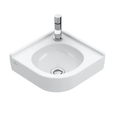 Villeroy & Boch O.novo - stūra roku mazgājamā izlietne 32x32 cm, bez pārplūdes, 1 jaucējkrāna caurums, Alpu balts 73103301