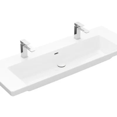 Villeroy & Boch Subway 3.0 - dubultā izlietne 130x48 cm, ar pārplūdi, caurumi jaucējkrānam, Alpu balts 4A70D401