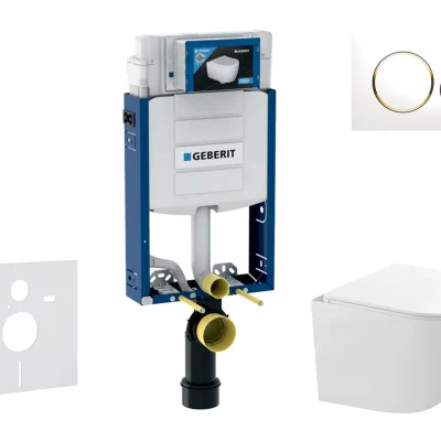 Geberit Kombifix - komplekts priekšsienas elements, kompaktā WC Gaia ar Softclose sēdekli un Sigma20 vadības plati, balts/zelts SANI15CA3128