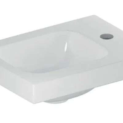 Geberit iCon - roku mazgāšanas izlietne 38x28x13 cm, bez pārplūdes, 1 jaucējkrāna caurums labajā pusē, KeraTect, balta 501.830.00.2