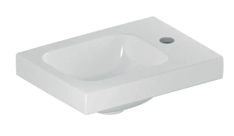 Geberit iCon - roku mazgājamā izlietne 38x28x13 cm, bez pārplūdes, 1 jaucējkrāna caurums labajā pusē, balta 501.830.00.1