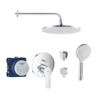 Grohe/Kielle - dušas komplekts ar maisītāju un zemapmetuma montāžas korpusu, hroms SANI21GKK017