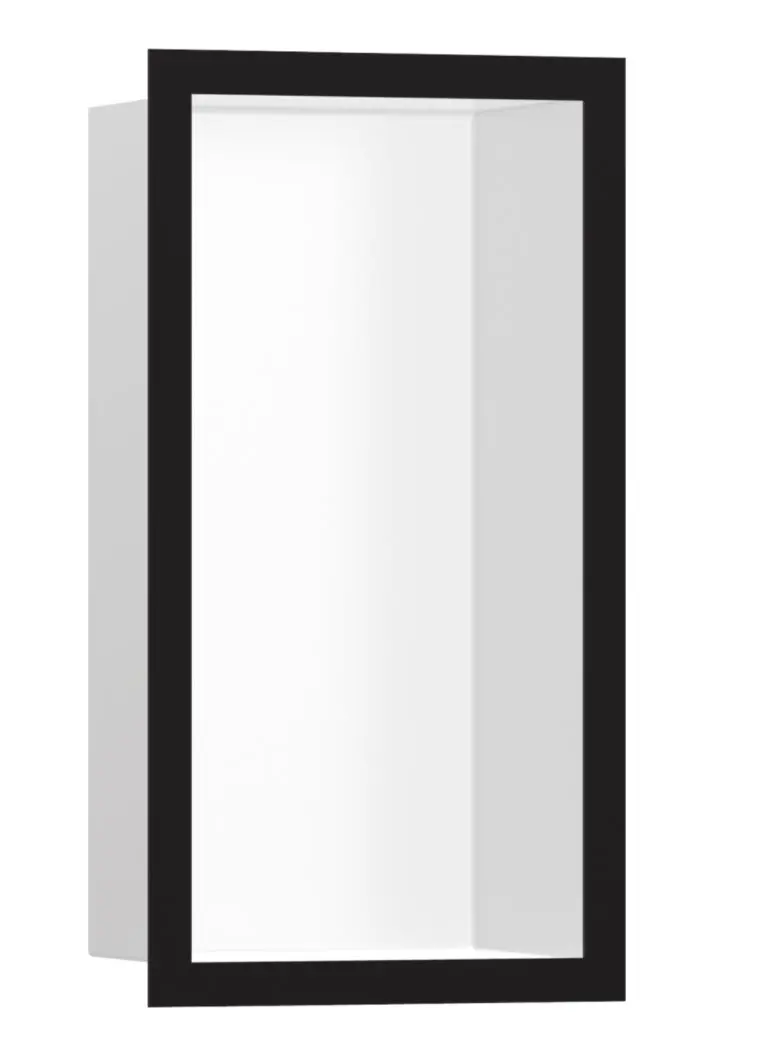 Hansgrohe XtraStoris Individual - sienas niša ar dizaina rāmi, 30x15x10 cm, balts matēts/matēti melns 56096670