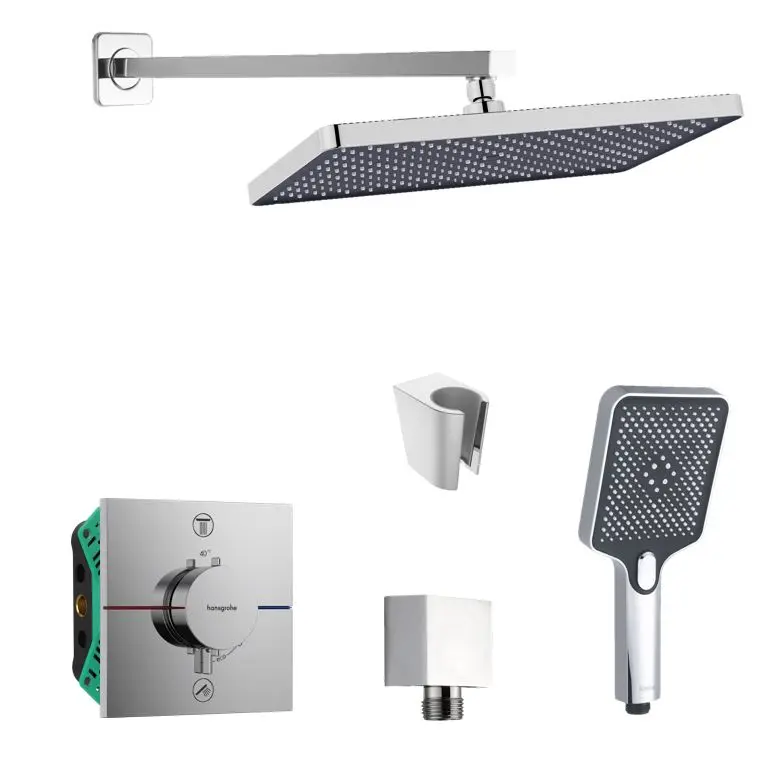 Hansgrohe/Kielle - dušas komplekts ar zemapmetuma termostatu un montāžas korpusu, hroms SANI21HKK003