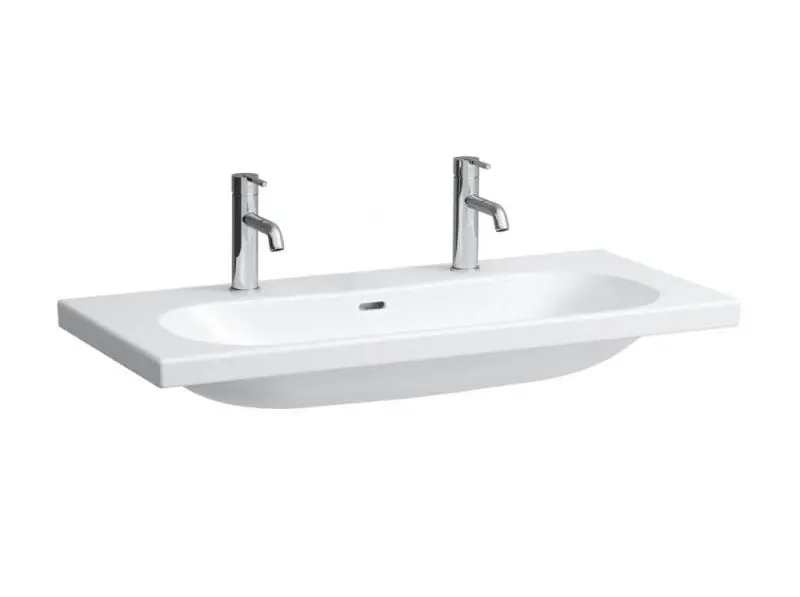 Laufen Lua - mēbeļu dubultā izlietne 46x100 cm, ar pārplūdi, 2 caurumi maisītājam, LCC, balta H8100894001071