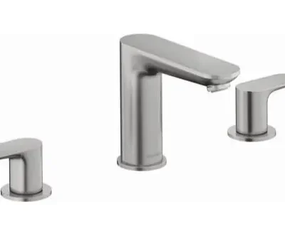 Duravit Wave - izlietnes maisītājs ar Push-Open noteces komplektu, 3 caurumu montāža, matēts nerūsējošais tērauds WA1060005070