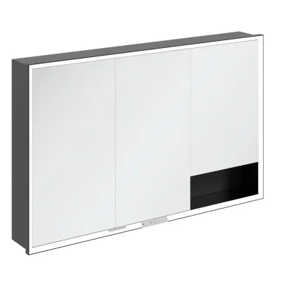 Villeroy & Boch My View+ - spoguļskapītis ar LED apgaismojumu 120x75x17 cm, 3 durvis, melns/melns matēts B48212VL