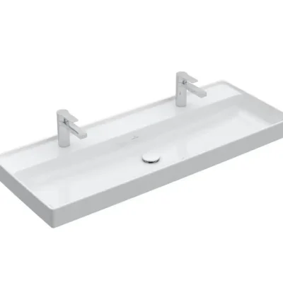 Villeroy & Boch Collaro - mēbeļu izlietne, 120x47 cm, bez pārplūdes, 2 jaucējkrāna caurumiem, CeramicPlus, Stone White 4A33C1RW