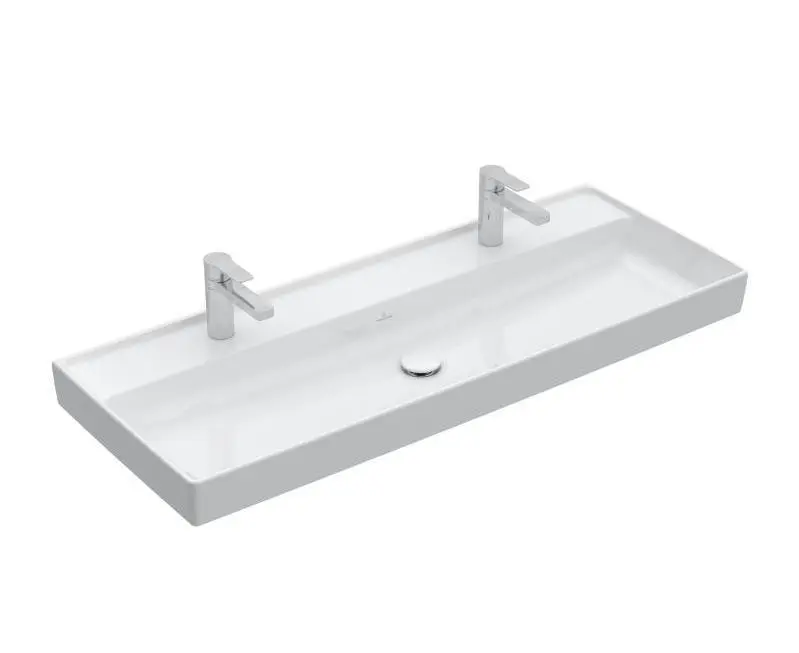 Villeroy & Boch Collaro - mēbeļu izlietne, 120x47 cm, bez pārplūdes, 2 jaucējkrāna caurumiem, CeramicPlus, Stone White 4A33C1RW
