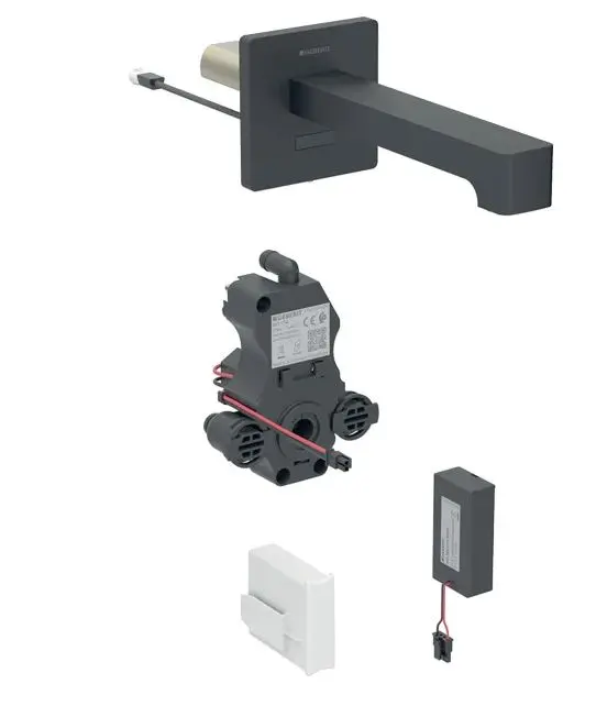 Geberit Brenta - elektronisks zemapmetuma izlietnes vārsts, darbība ar bateriju, easy to clean, matēti melns 116.273.14.1
