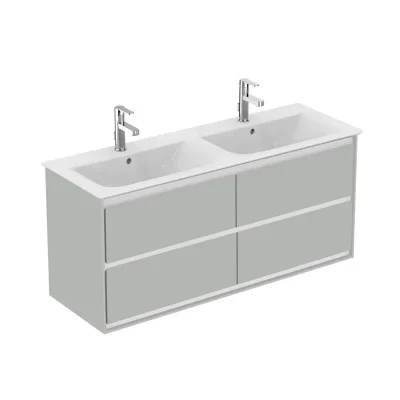 Ideal Standard Connect Air - dubultais izlietnes skapītis 120 cm, gaiši pelēks spīdīgs/balts matēts E0822EQ