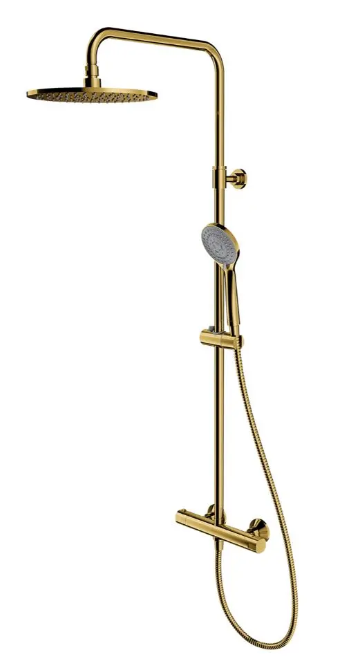 OMNIRES Y - dušas komplekts ar termostatu, diametrs 25 cm, 5 strūklas veidi, zelts Y1244LUXLGL
