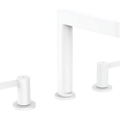 Hansgrohe Finoris - izlietnes vienas sviras maisītājs 160, 3 caurumu uzstādīšana, ar noteces komplektu Push-Open, EcoSmart, balts matēts 76034700