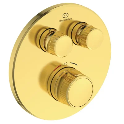 Ideal Standard CeraTherm Navigo - termostatisks dušas maisītājs, zemapmetuma, 2 ierīcēm, brushed zelts A7296A2
