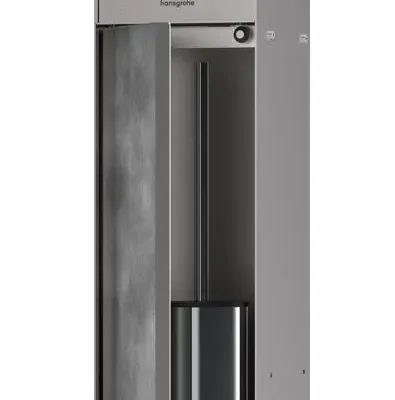 Hansgrohe XtraStoris Rock - iebūvēts tualetes papīra turētājs ar tualetes birsti, ar durtiņām, birstēts nerūsējošais tērauds 56062800