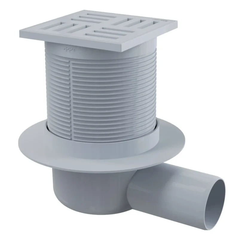 Alcadrain vannas istabas notekas - sānu grīdas noteka 11x11 cm, ūdens smaku aizsargs, plastmasa APV5111