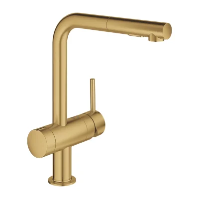 Grohe Minta - virtuves izlietnes maisītājs ar izvelkamu dušu, matēts Cool Sunrise 31558GN0