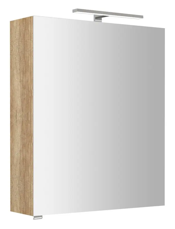 Sapho Riwa - spoguļskapis ar LED apgaismojumu 70x60x17 cm, 1 durvis, eņģes labajā pusē, Alabama ozols RIW060-0022