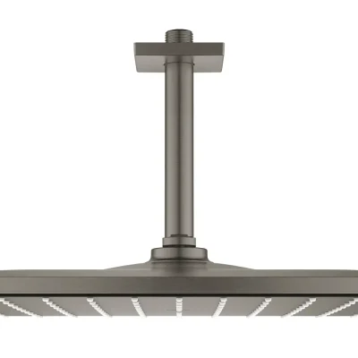 Grohe Rainshower - galvas duša 310 Mono Cube 9,5 l/min, ar griestu roku, Hard Graphite birstēts 26566AL0