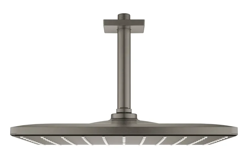 Grohe Rainshower - galvas duša 310 Mono Cube 9,5 l/min, ar griestu roku, Hard Graphite birstēts 26566AL0