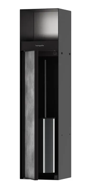 Hansgrohe XtraStoris Rock - iebūvējams tualetes papīra turētājs ar tualetes birsti, ar durtiņām, matēti melns 56062670