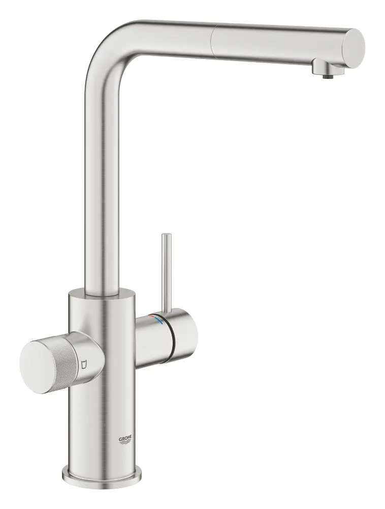 Grohe Blue Pure - virtuves izlietnes maisītājs Minta ar filtra funkciju un izvelkamu uzgali, Supersteel 30590DC0