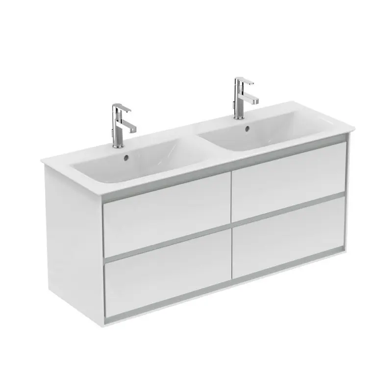 Ideal Standard Connect Air - Dubultais izlietnes skapītis 120 cm, balts spīdīgs/gaiši pelēka laka matēta E0822KN