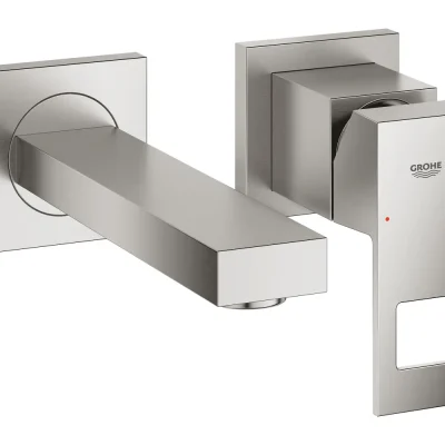 Grohe Eurocube - zemapmetuma izlietnes maisītājs, 2 atveru montāža, Supersteel 19895DC0