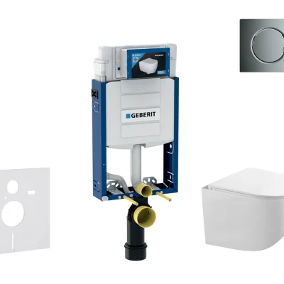 Geberit Kombifix - komplekts ar priekšsienas elementu, Gaia WC ar Softclose sēdekli un Sigma01 vadības plati, spīdīgs hroms SANI15CA1118