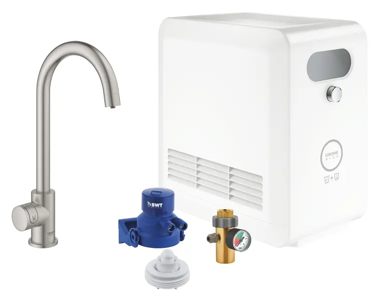 Grohe Blue Professional - virtuves izlietnes ventīlis Mono ar dzesēšanas iekārtu un ūdens filtru, SuperSteel 31302DC2