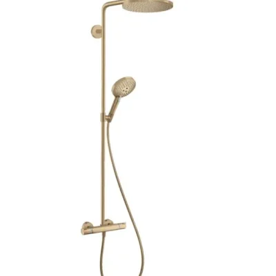 Hansgrohe Raindance S - dušas komplekts ar termostatu, diametrs 24 cm, 3 strūklas veidi, EcoSmart, birstēta bronza 28823140