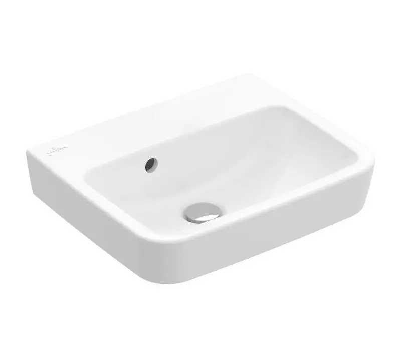 Villeroy & Boch O.novo - roku mazgājamā izlietne 45x37 cm, ar pārplūdi, ar krāna caurumu, Alpu balts 434447R1
